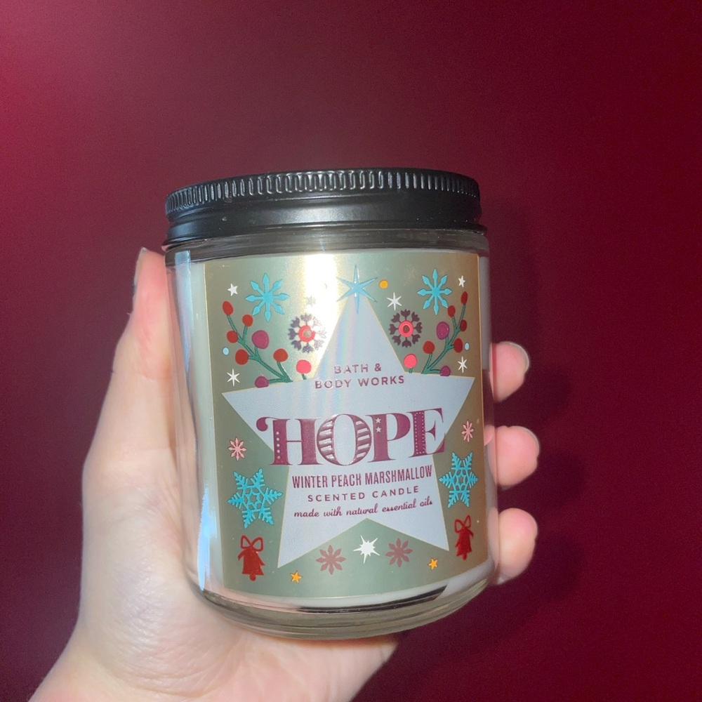 Bath and Body Works Winter Peach Marshmallow Single Wick Candle